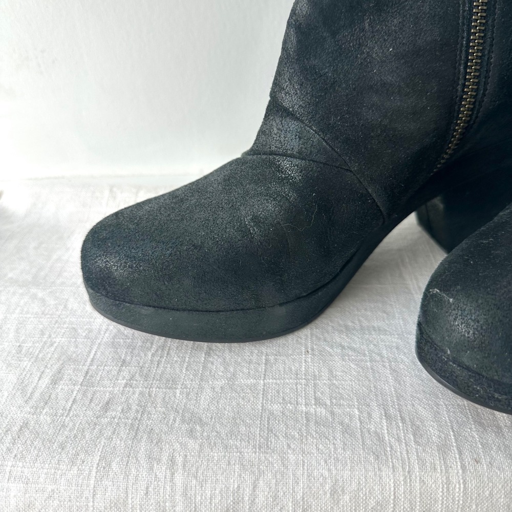Eileen Fisher Black Suede Platform Block Heel Ankle Boots Women's Size 10 - Picture 5 of 9
